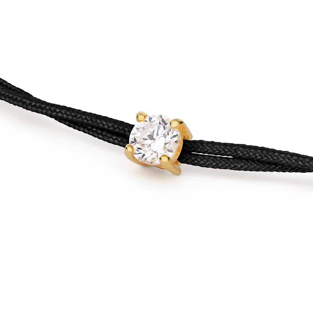 Lucky Knot Round Diamond Adjustable Black Cord Bracelet-3 Lucky Knot Round Diamond Adjustable Black Cord Bracelet-3 product photo