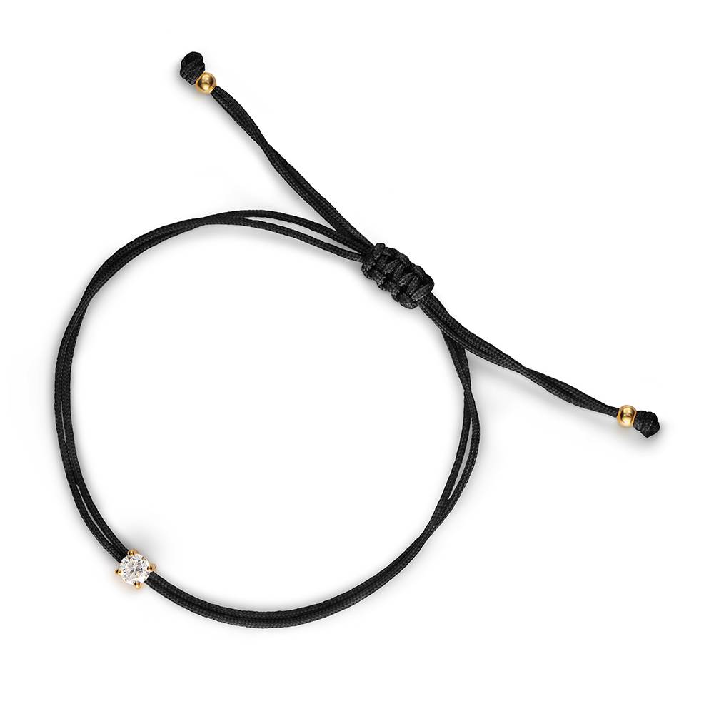 Lucky Knot Round Diamond Adjustable Black Cord Bracelet-2 Lucky Knot Round Diamond Adjustable Black Cord Bracelet-2 product photo