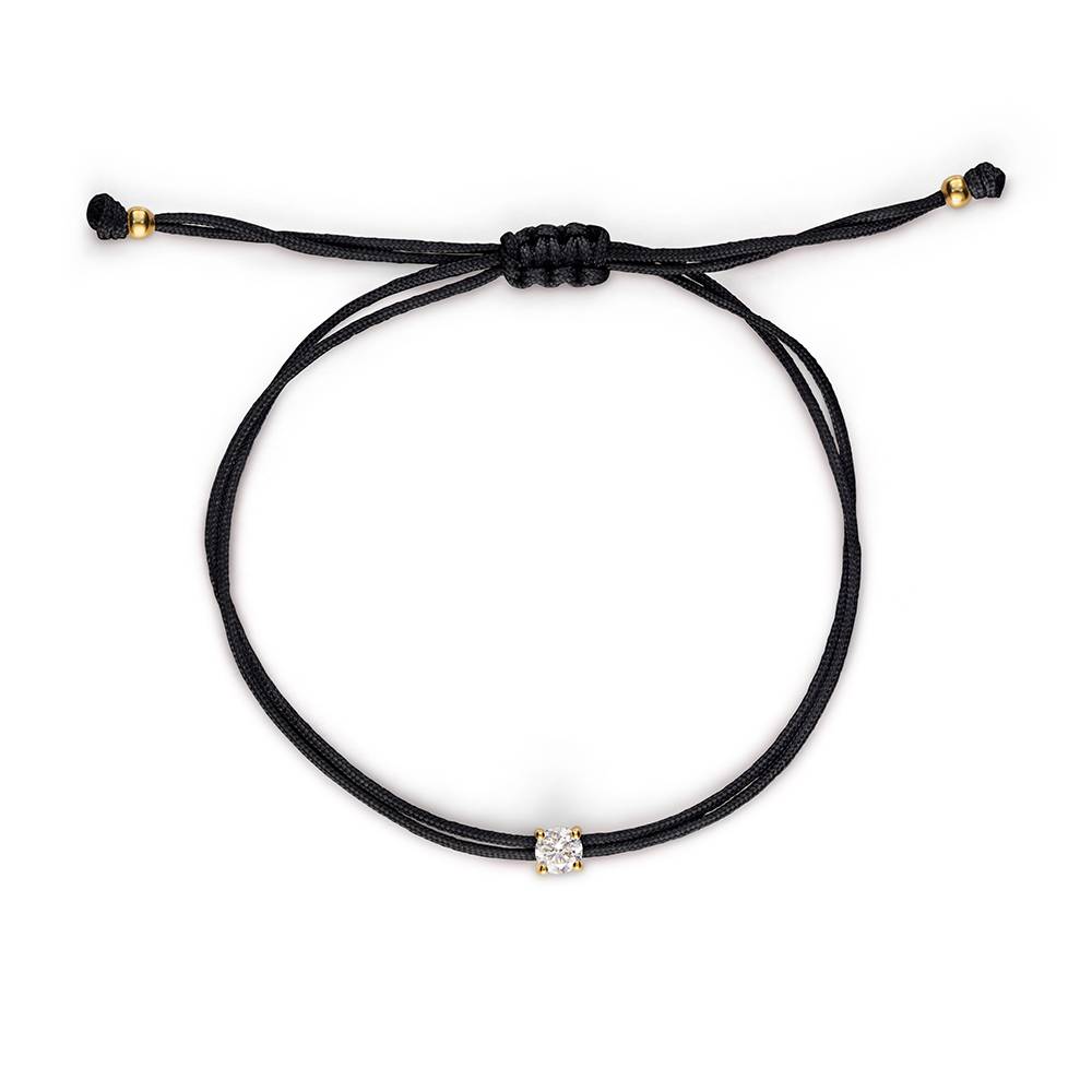Lucky Knot Round Diamond Adjustable Black Cord Bracelet-1 Lucky Knot Round Diamond Adjustable Black Cord Bracelet-1 product photo