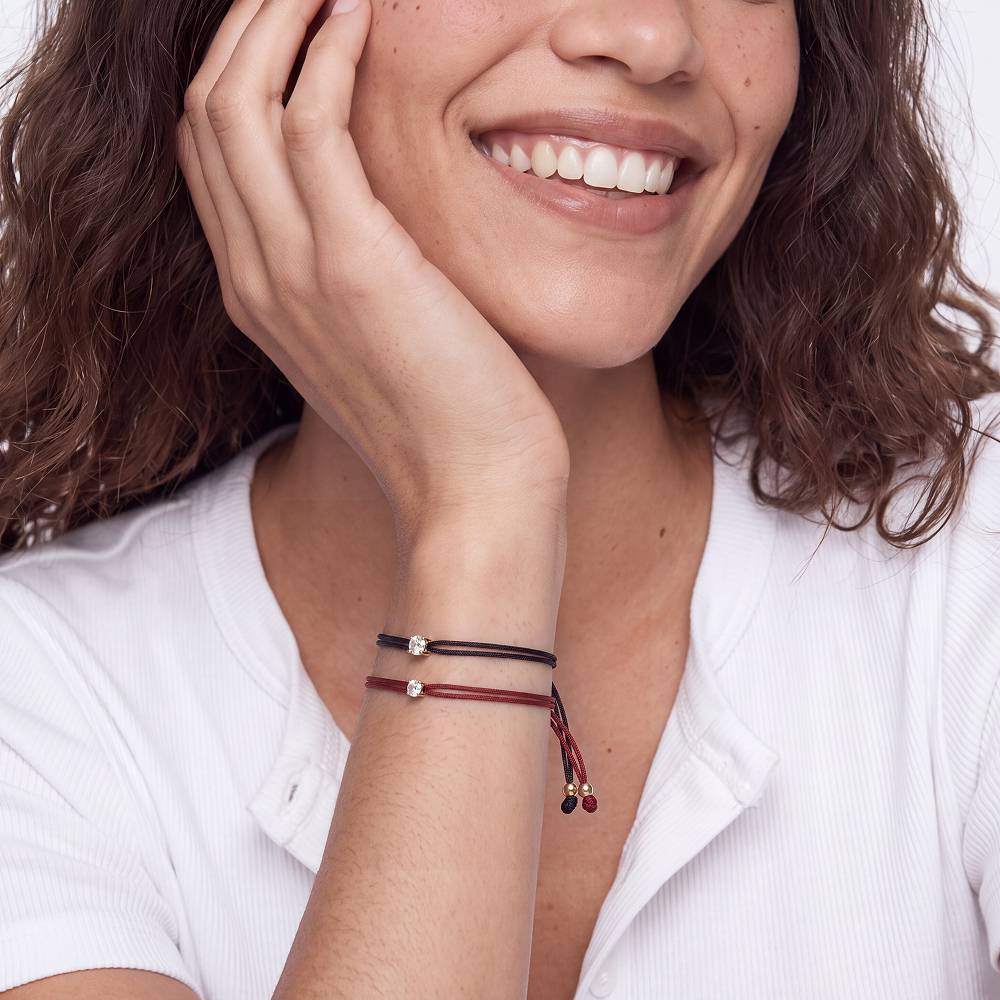 Lucky Knot Round Diamond Adjustable Bordeaux Cord Bracelet-4 product photo