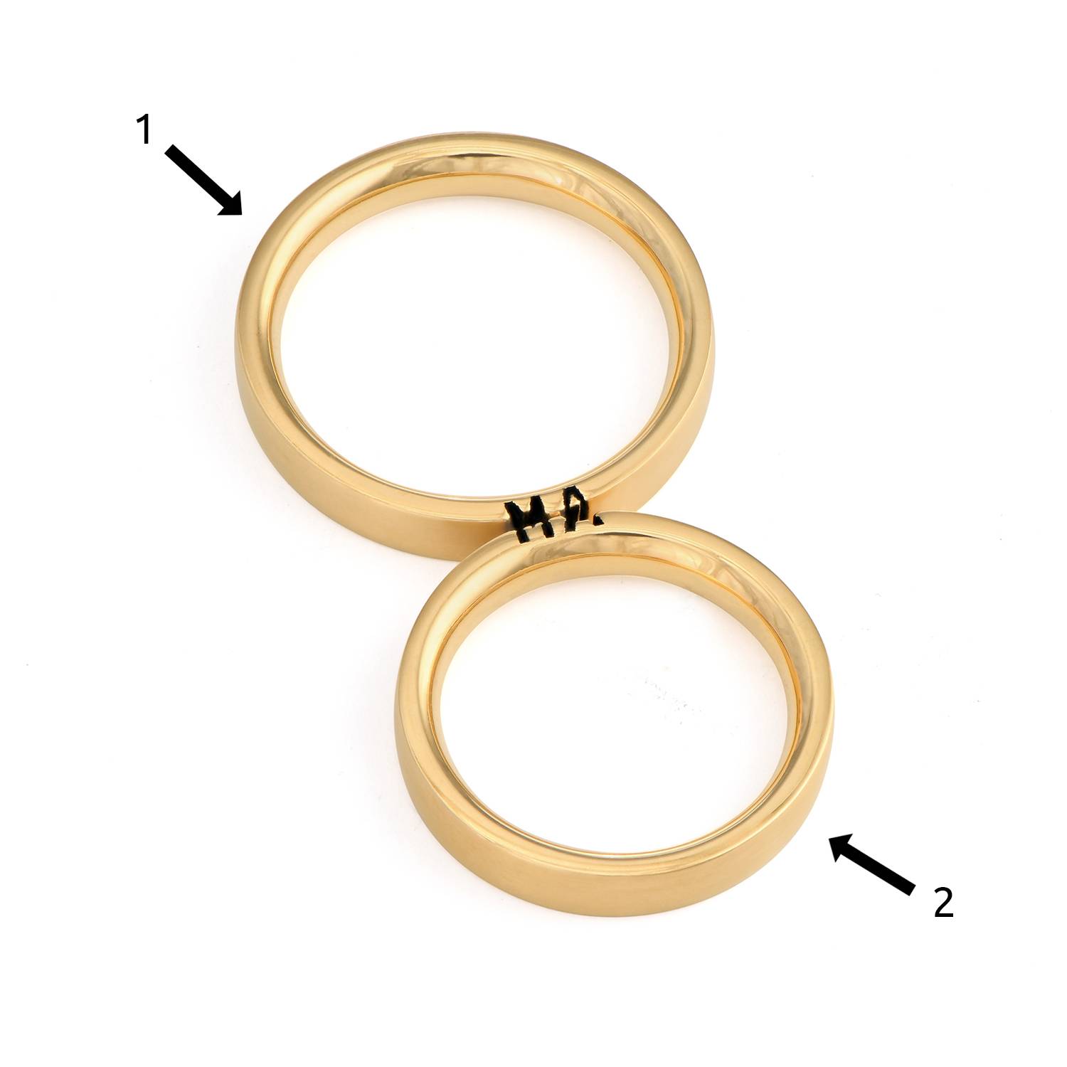 Matching Initial Couple's Promise Rings Set in Gold Plating-6 product photo