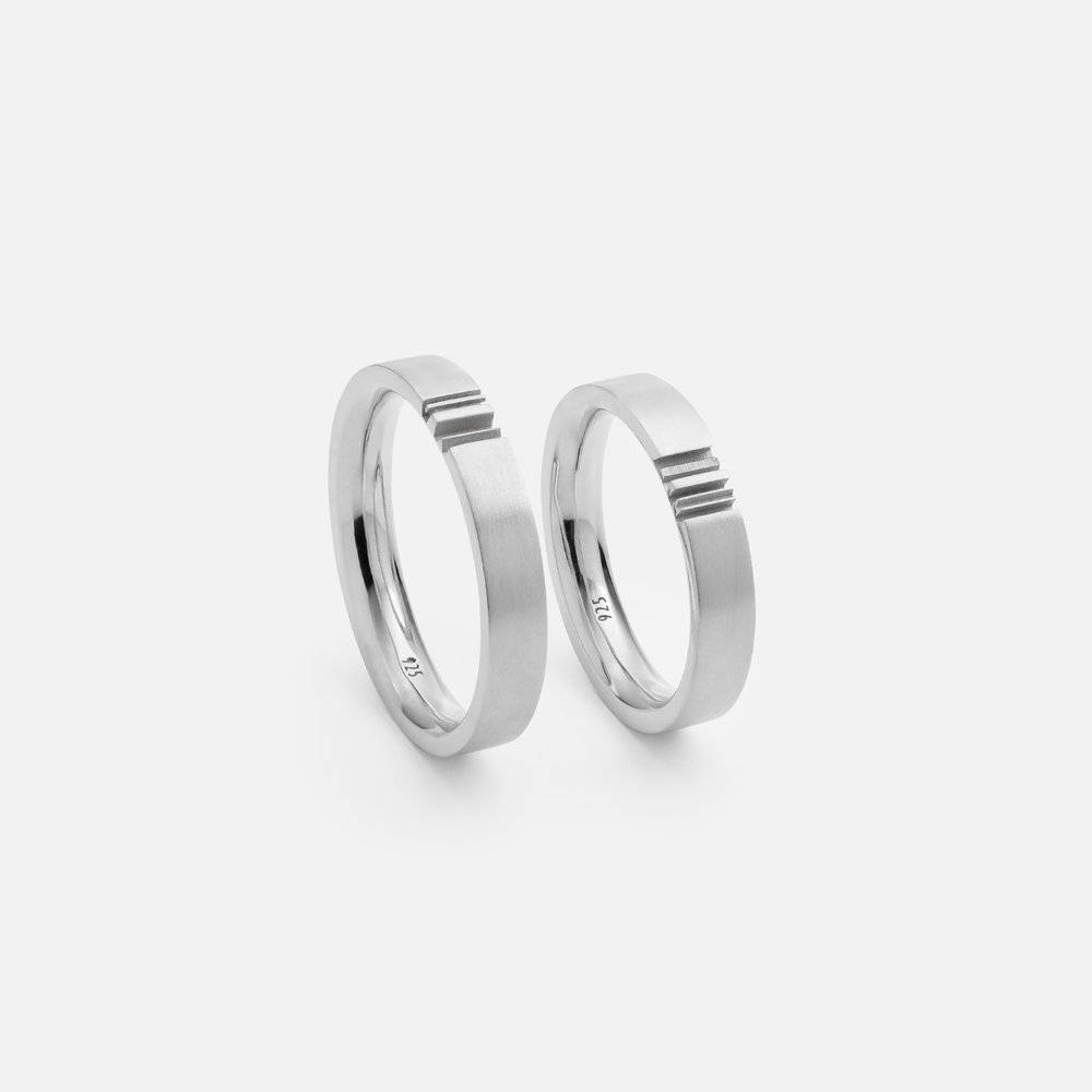 Matching Initial Couple's Promise Rings Set in Silver-1 product photo