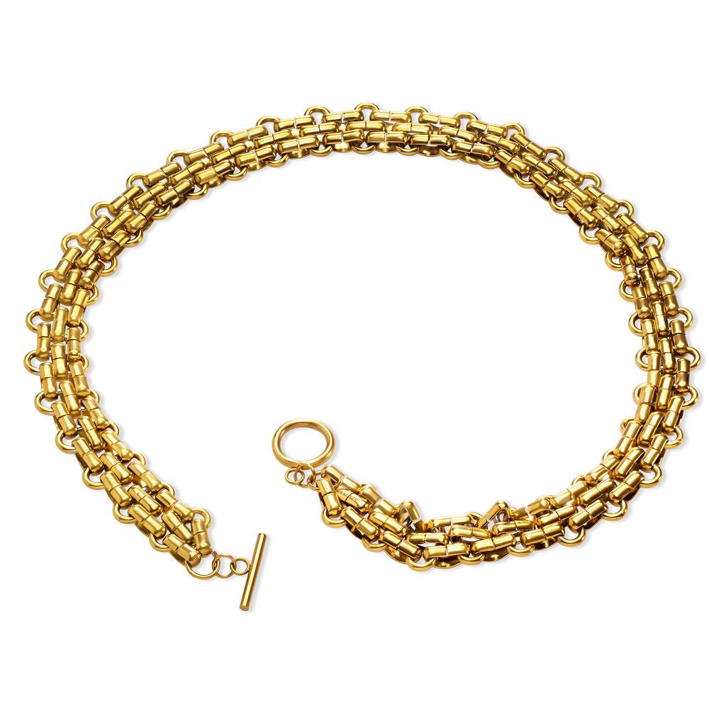 Multi-Link Rolo Chain Necklace in Gold Plating-3 product photo