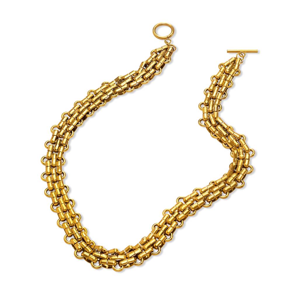 Multi-Link Rolo Chain Necklace in Gold Plating-5 product photo