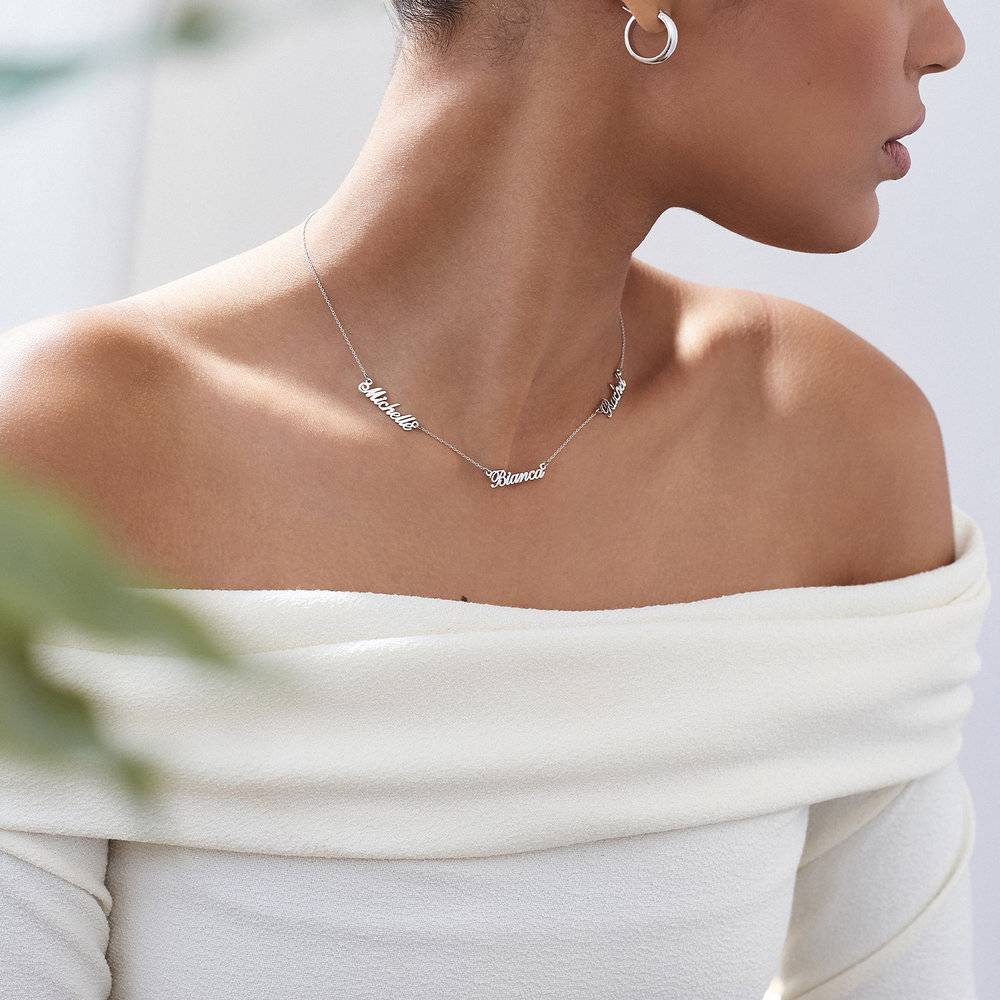 Heritage Multiple Name Necklace in 14ct Solid White Gold-3 product photo