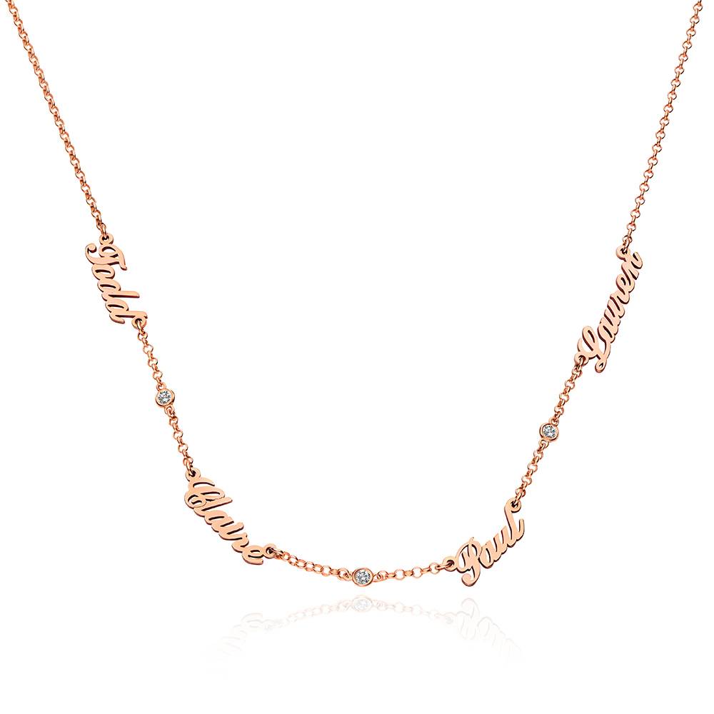 Heritage Multiple Name Necklace with Diamonds in 18ct Rose Gold Vermeil-5 product photo