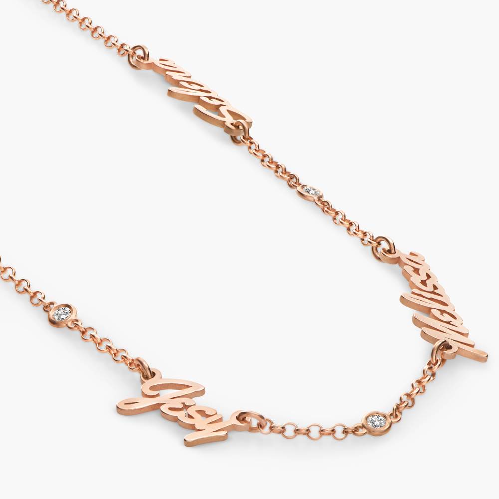 Heritage Multiple Name Necklace with Diamonds in 18ct Rose Gold Vermeil-3 product photo