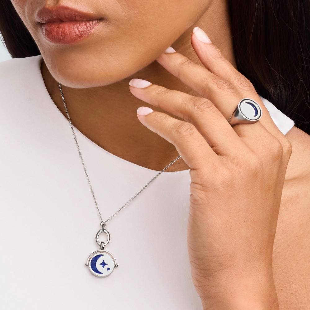 New Moon Spinner Pendant in Silver-3 product photo