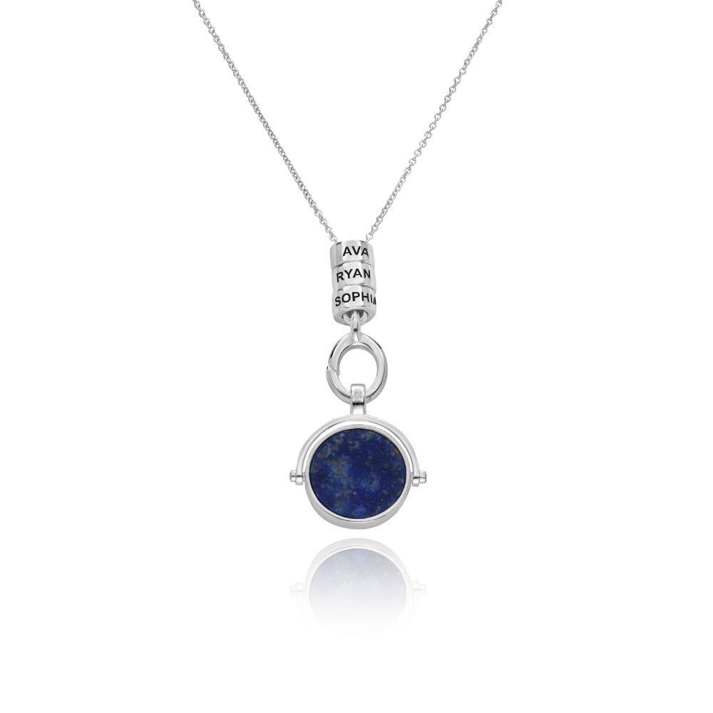 New Moon Spinner Pendant with Engraved Beads in Silver-1 product photo