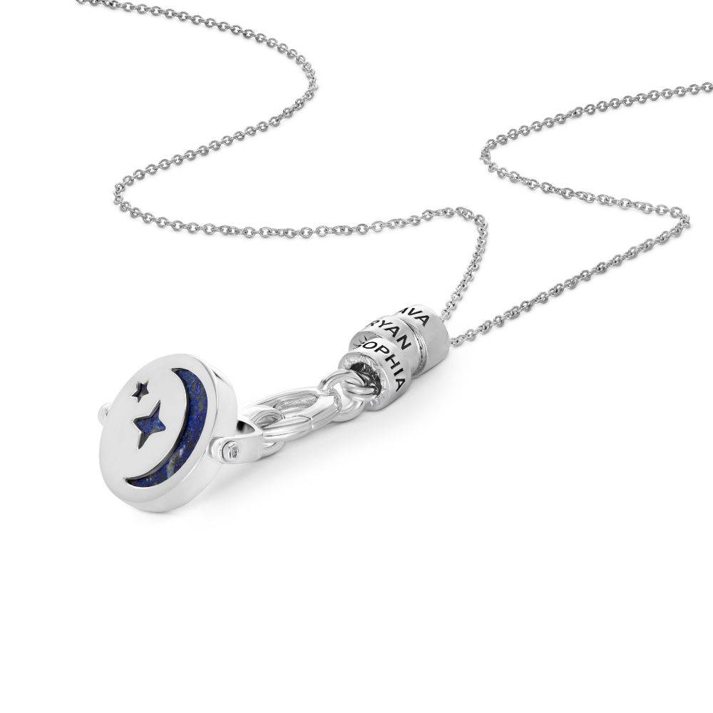 New Moon Spinner Pendant with Engraved Beads in Silver-2 product photo