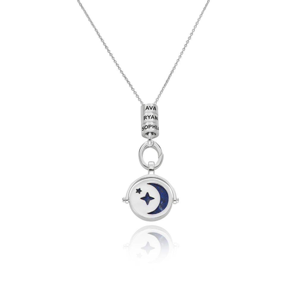 New Moon Spinner Pendant with Engraved Beads in Silver-5 product photo
