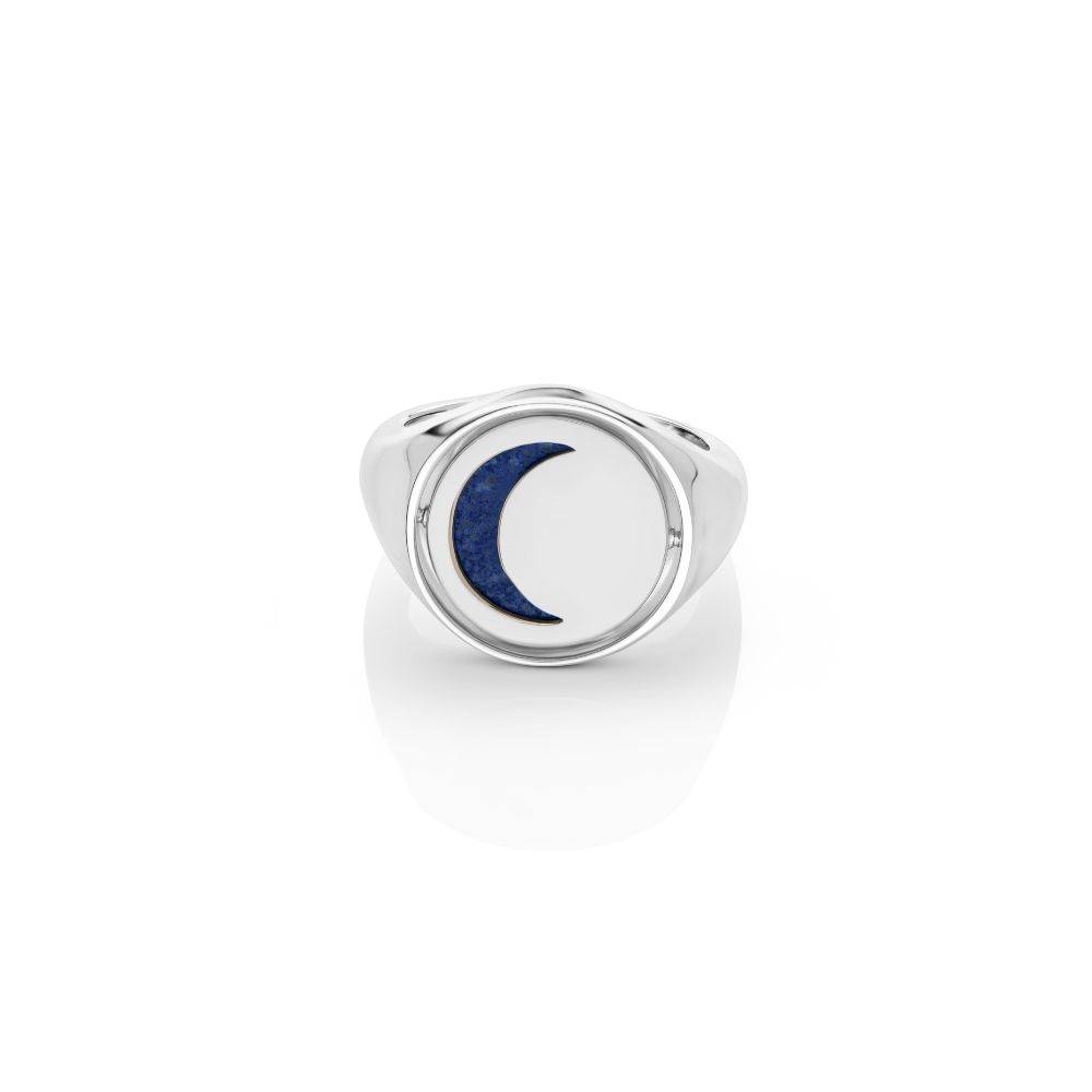 New Moon Spinner Signet Ring in Silver-3 product photo