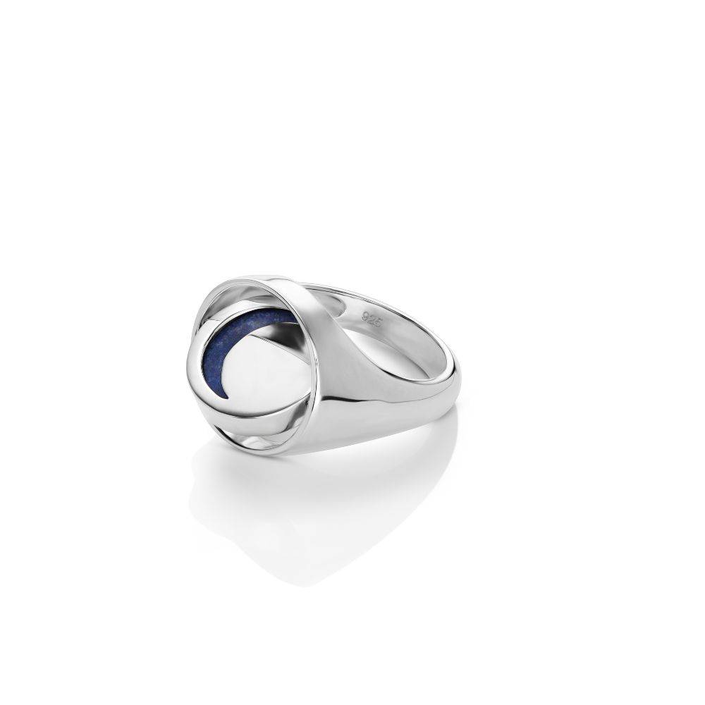 New Moon Spinner Signet Ring in Silver-1 product photo