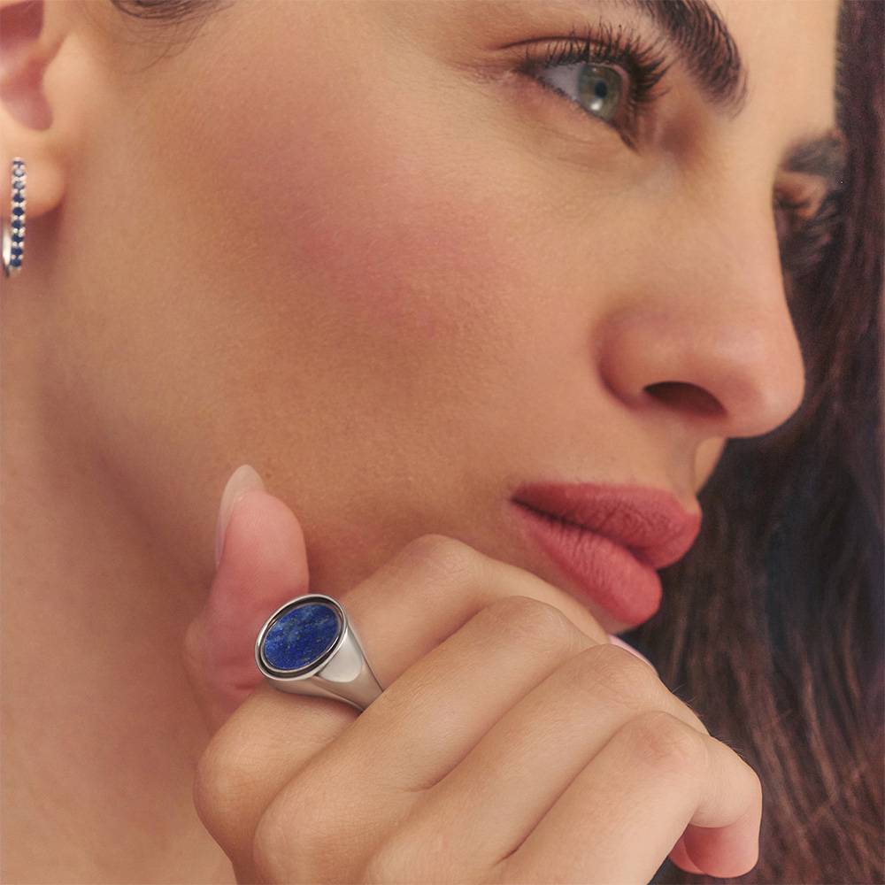 New Moon Spinner Signet Ring in Silver-4 product photo