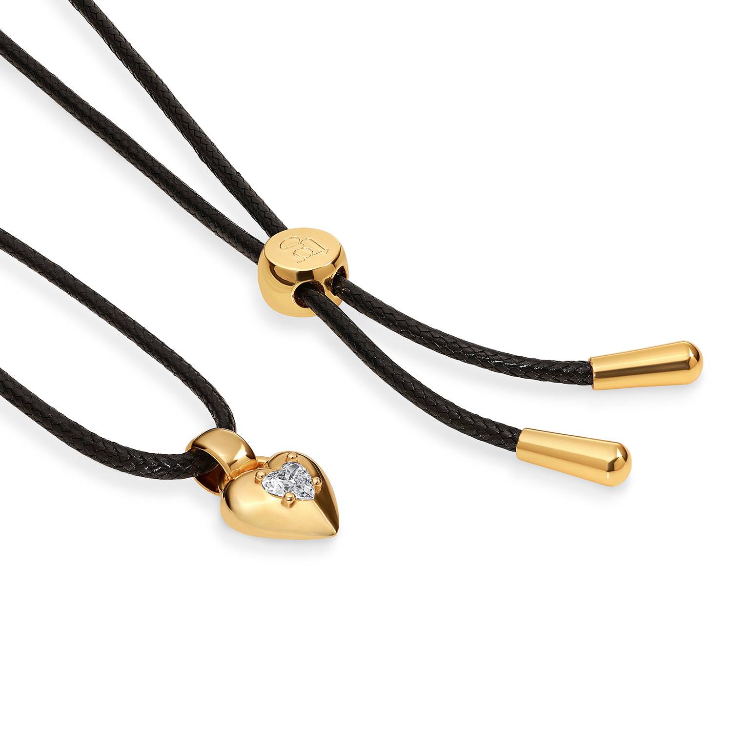No. 1 Heart 0.25CT Diamond Necklace in Gold on an Adjustable Black Cord-4 product photo