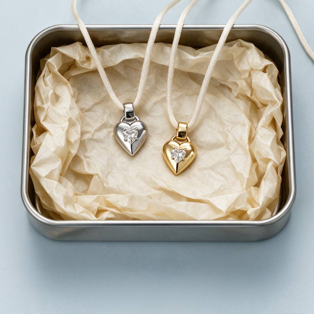 No. 1 Heart 0.25CT Diamond Necklace in Gold on an Adjustable Butter Yellow Cord-2 product photo