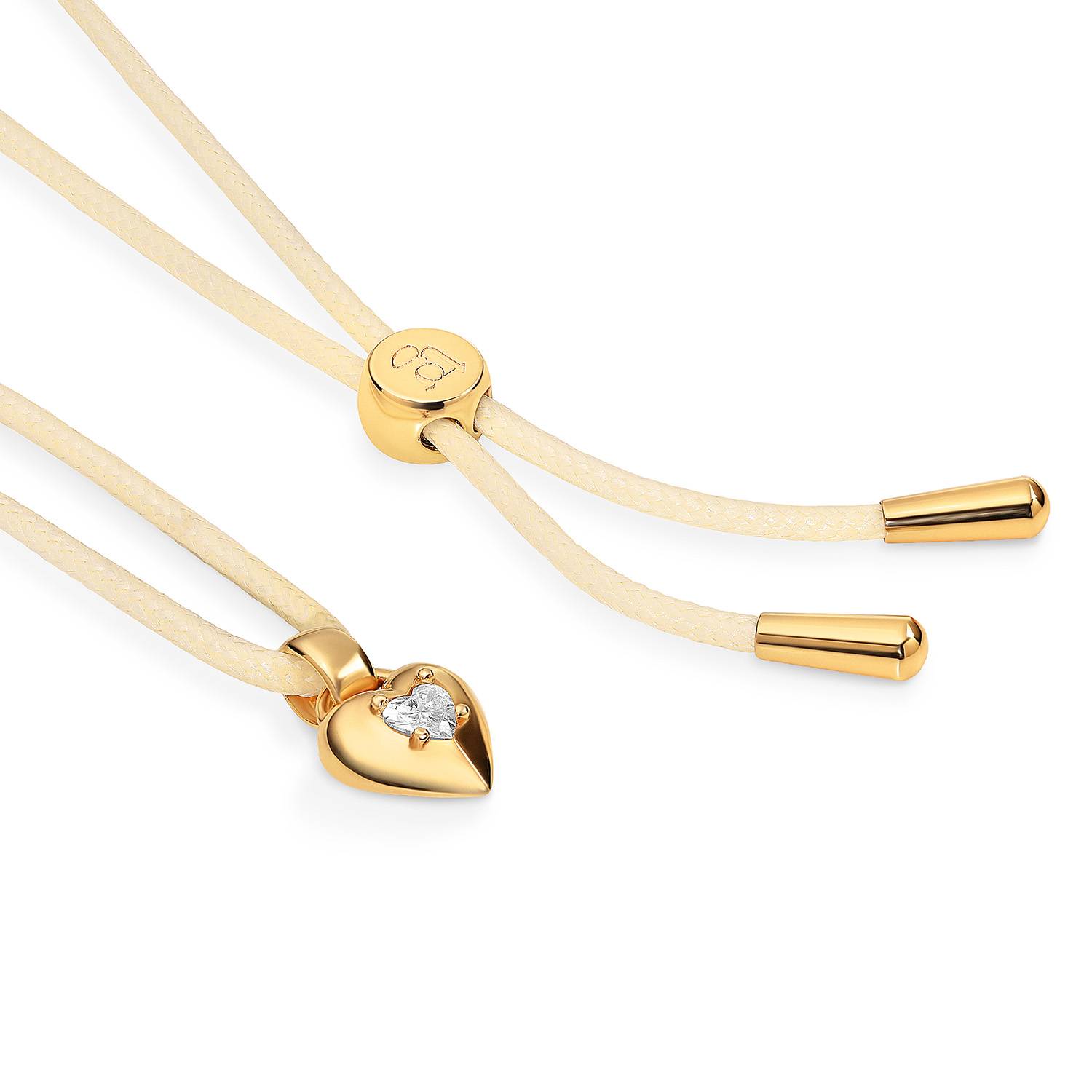 No. 1 Heart 0.25CT Diamond Necklace in Gold on an Adjustable Butter Yellow Cord-4 product photo