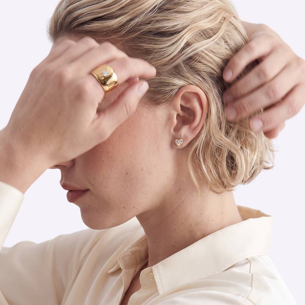 No. 1 Heart 0.25CT Diamond Stud Earrings in Gold-1 product photo