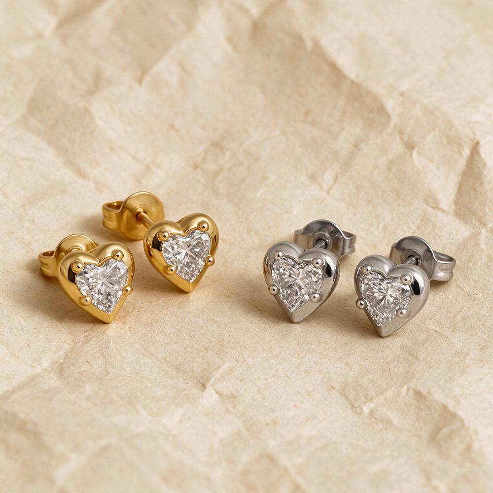 No. 1 Heart 0.25CT Diamond Stud Earrings in Gold-2 product photo