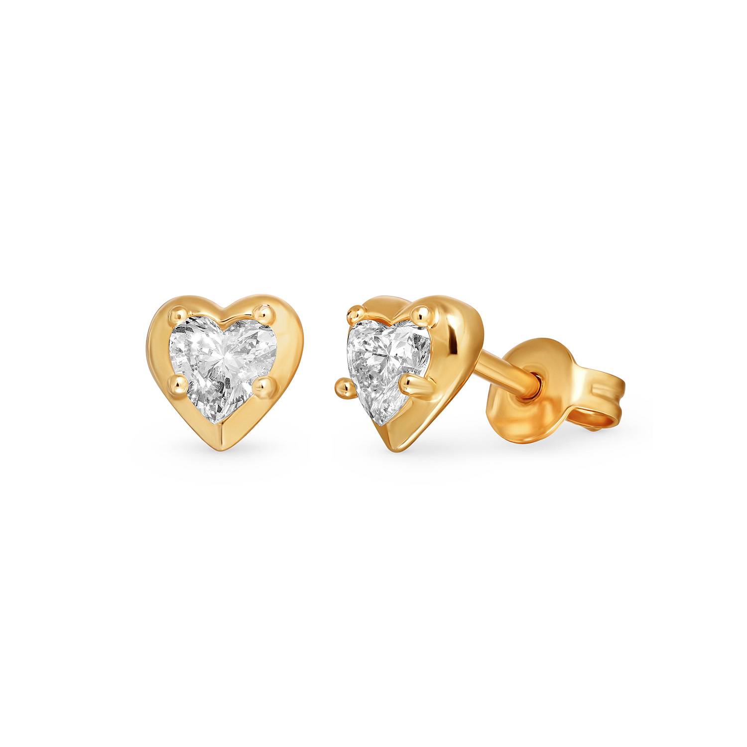No. 1 Heart 0.25CT Diamond Stud Earrings in Gold
