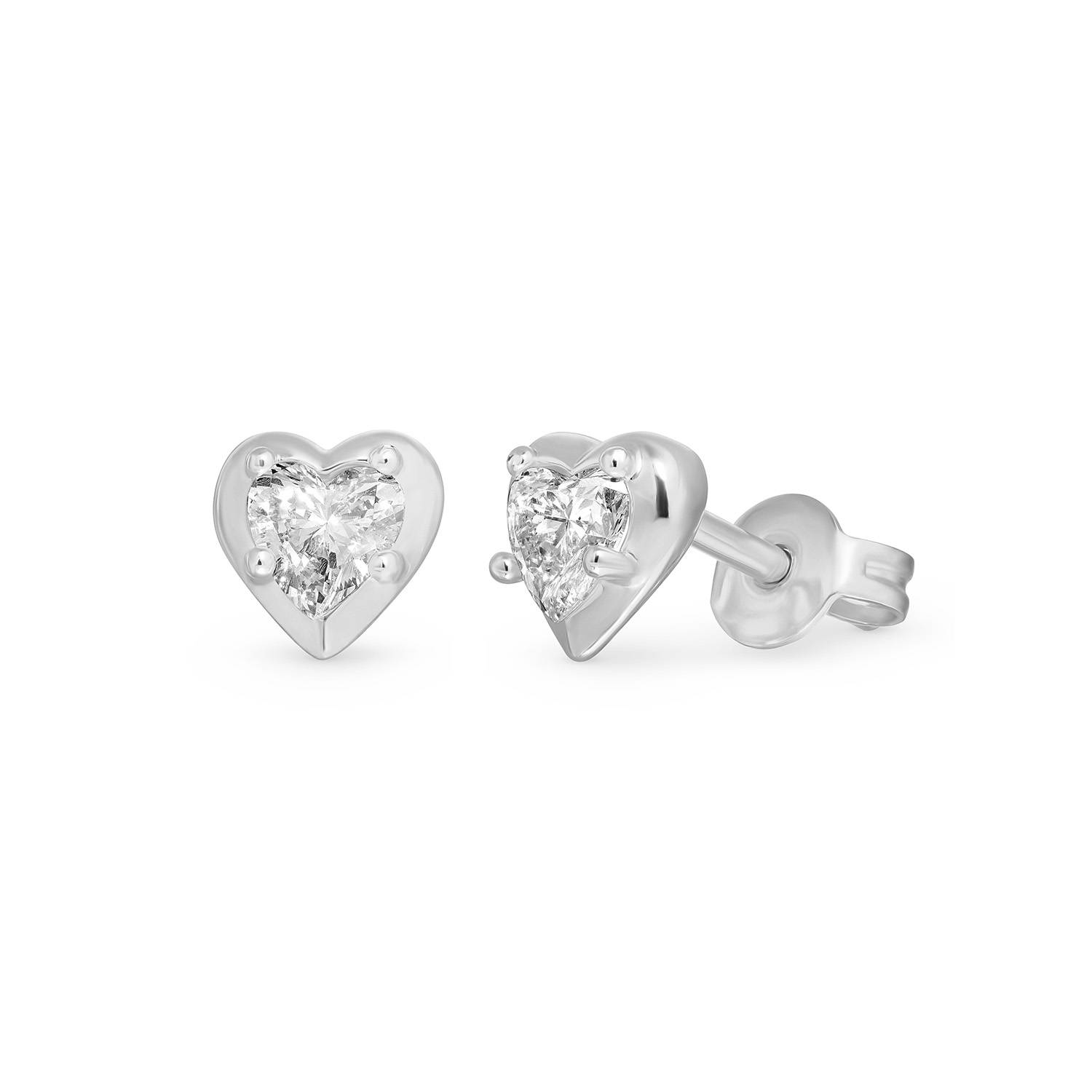 No. 1 Heart 0.25CT Diamond Stud Earrings in Silver-4 product photo