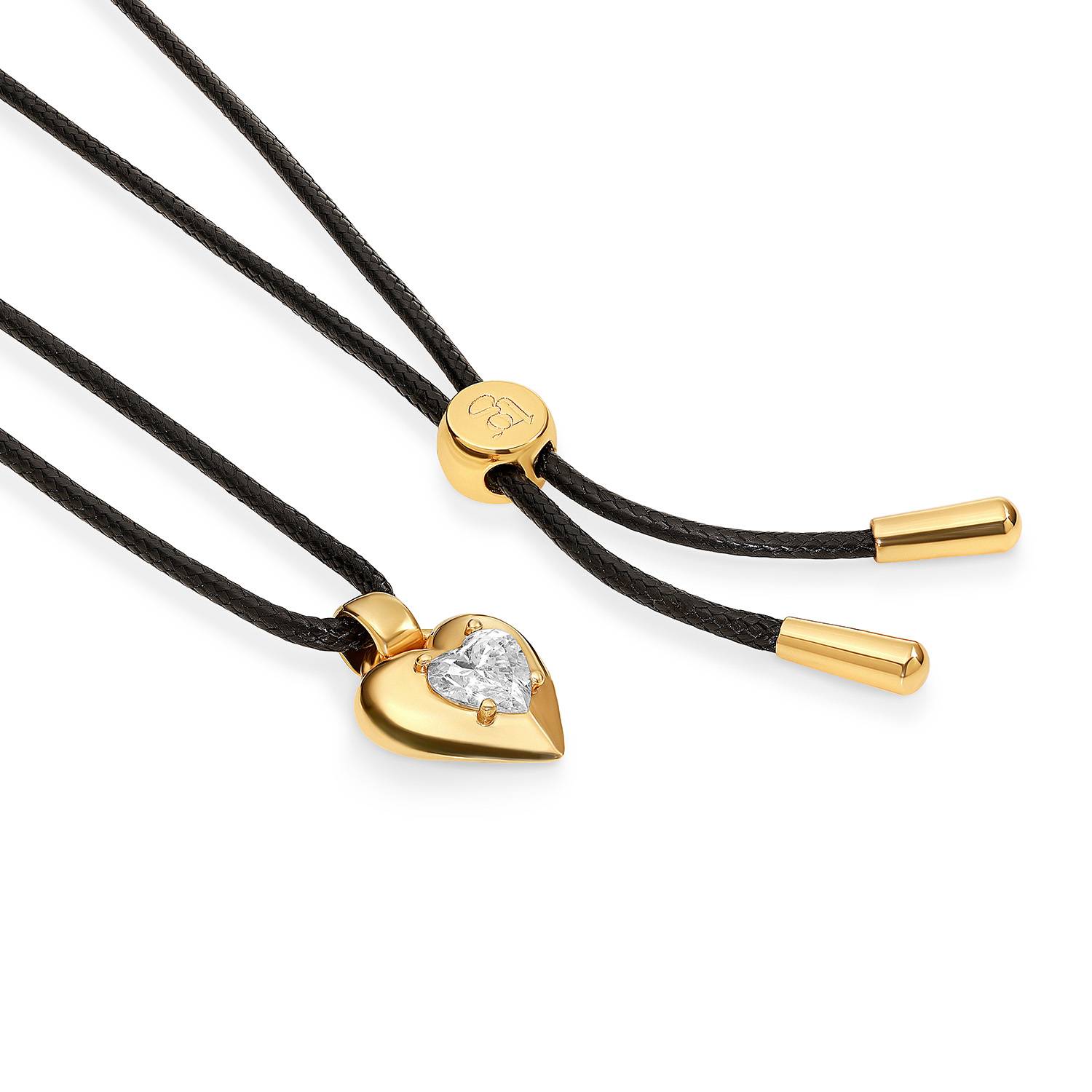 No. 1 Heart 1.0CT Diamond Necklace in Gold on an Adjustable Black Cord-4 product photo