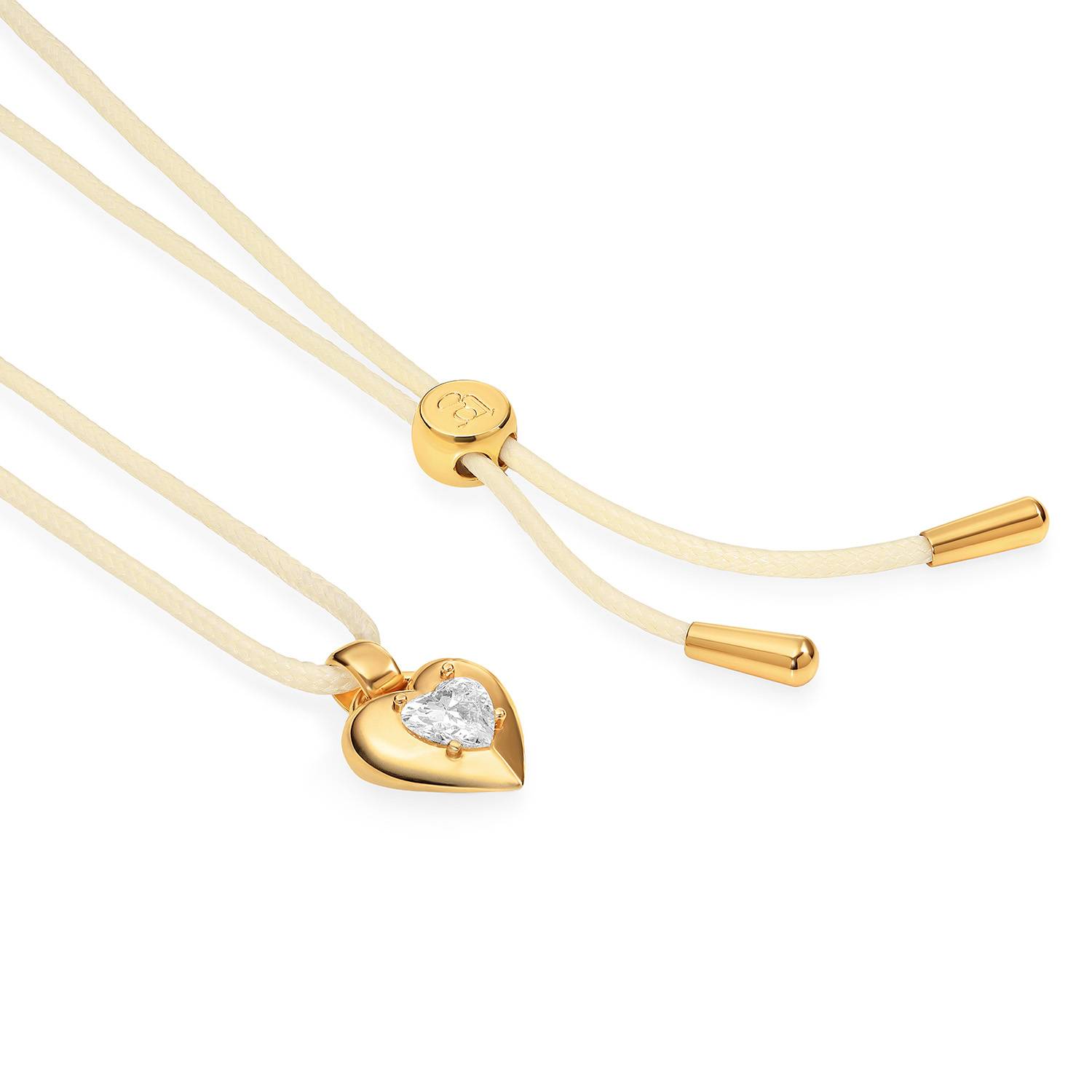 No. 1 Heart 1.0CT Diamond Necklace in Gold on an Adjustable Butter Yellow Cord-4 product photo