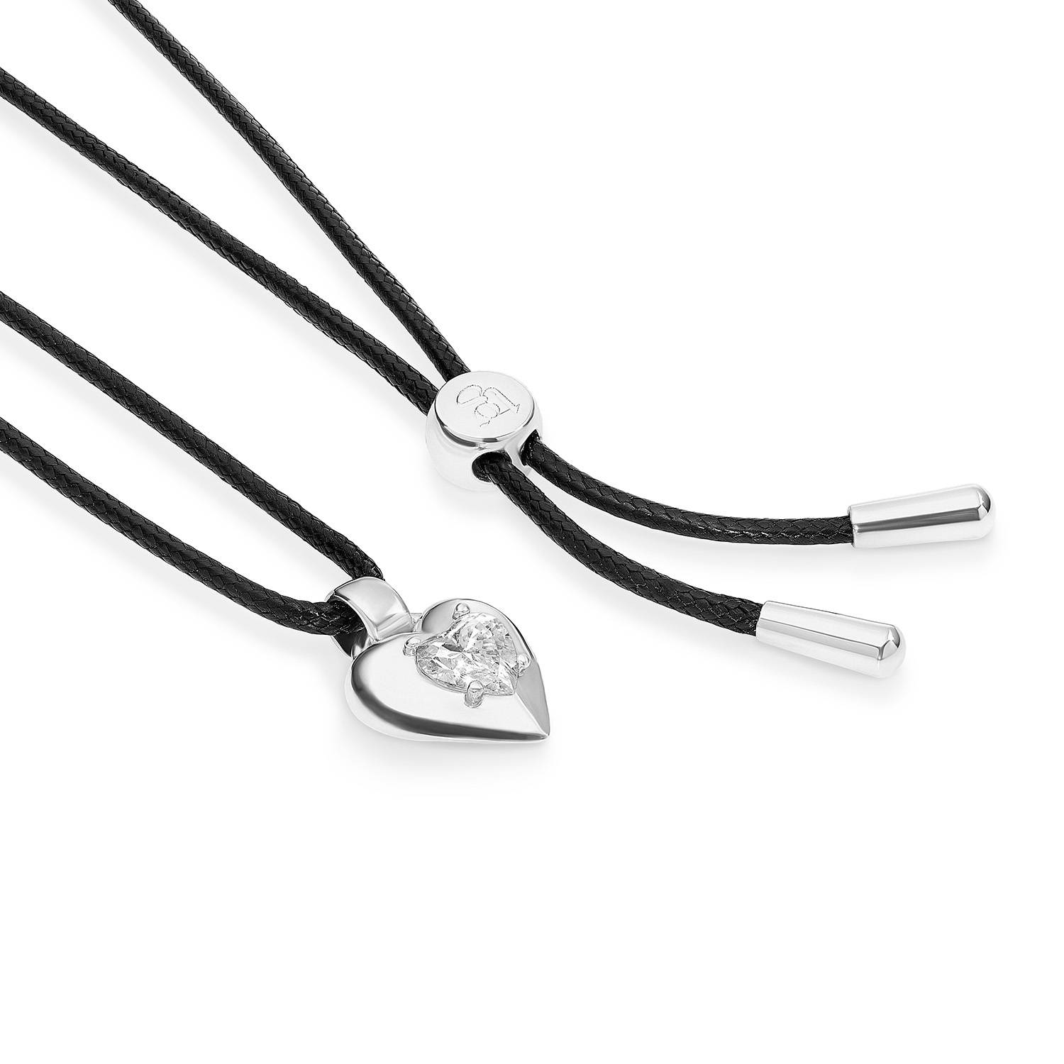 No. 1 Heart 1.0CT Diamond Necklace in Silver on an Adjustable Black Cord-4 product photo
