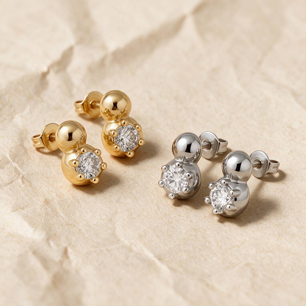 No. 2 Round 0.30CT Diamond Stud Earrings in Gold-3 product photo