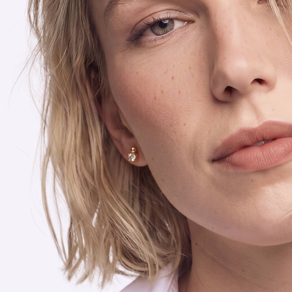 No. 2 Round 0.30CT Diamond Stud Earrings in Gold-2 product photo