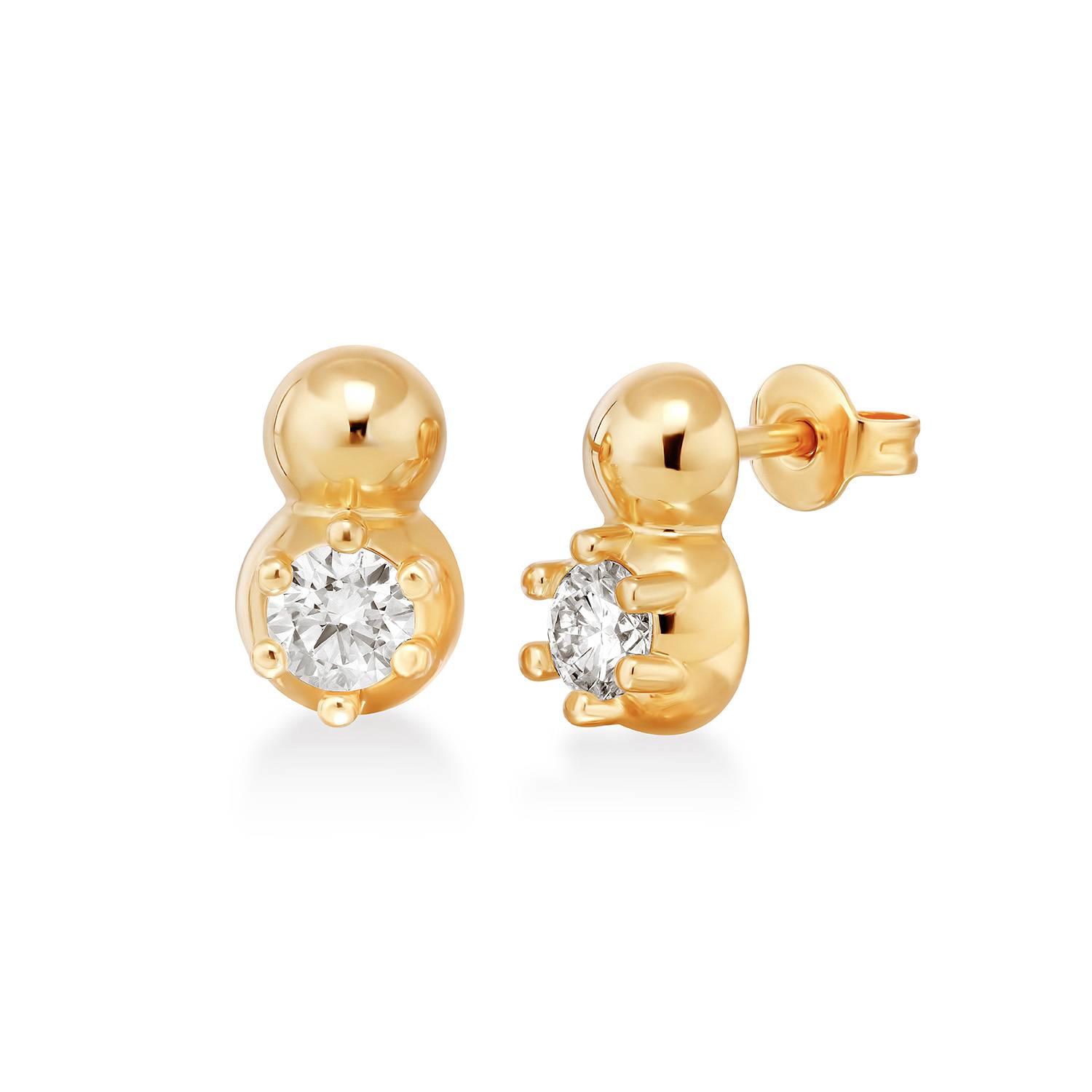 No. 2 Round 0.30CT Diamond Stud Earrings in Gold-4 product photo