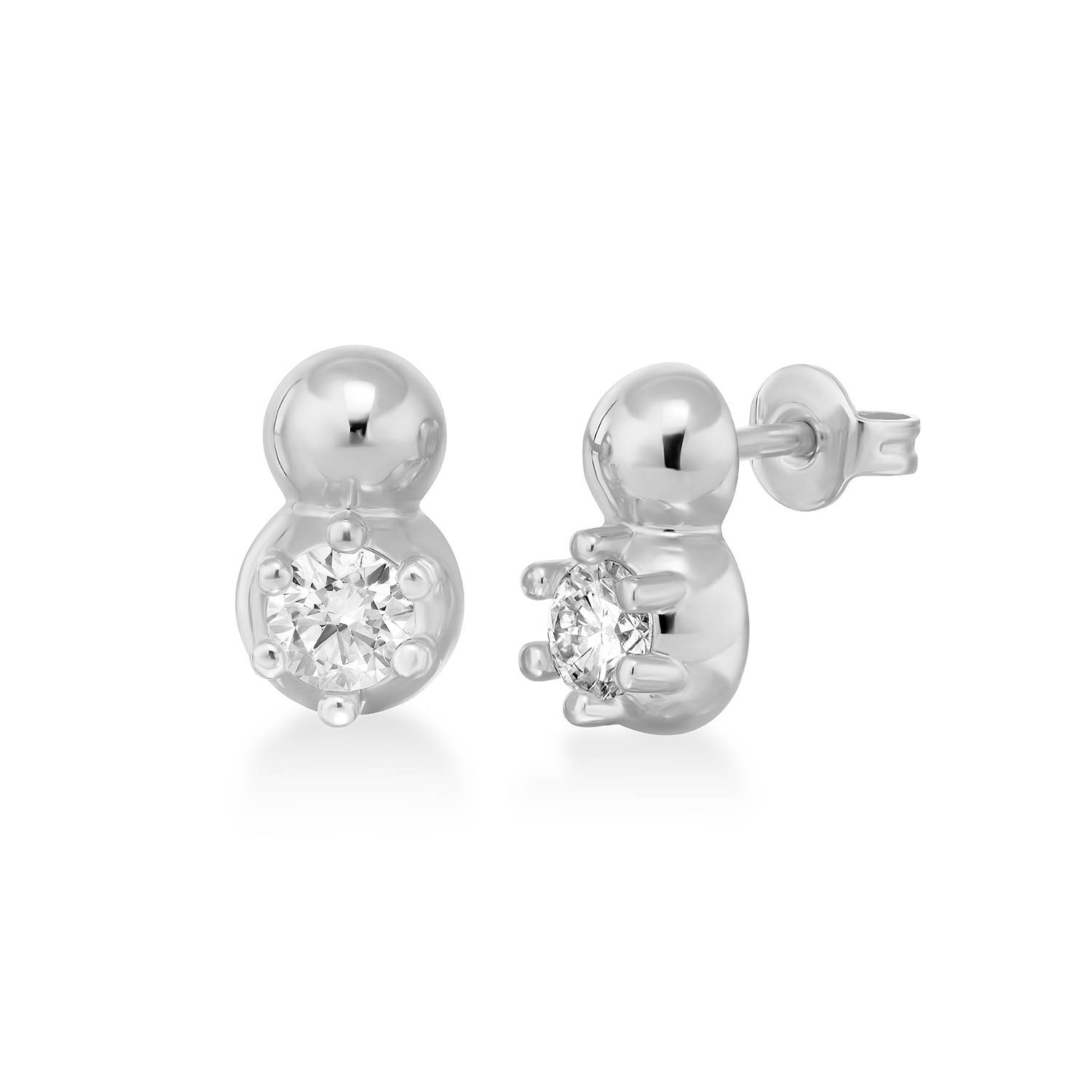No. 2 Round 0.30CT Diamond Stud Earrings in Silver
