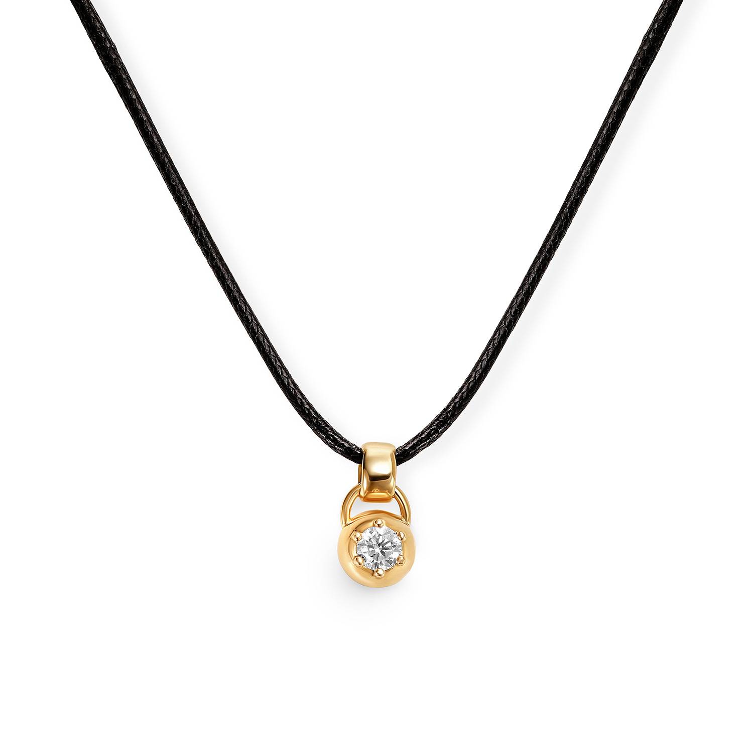 No. 2 Round 0.25CT Diamond Necklace in Gold on an Adjustable Black Cord-3 product photo