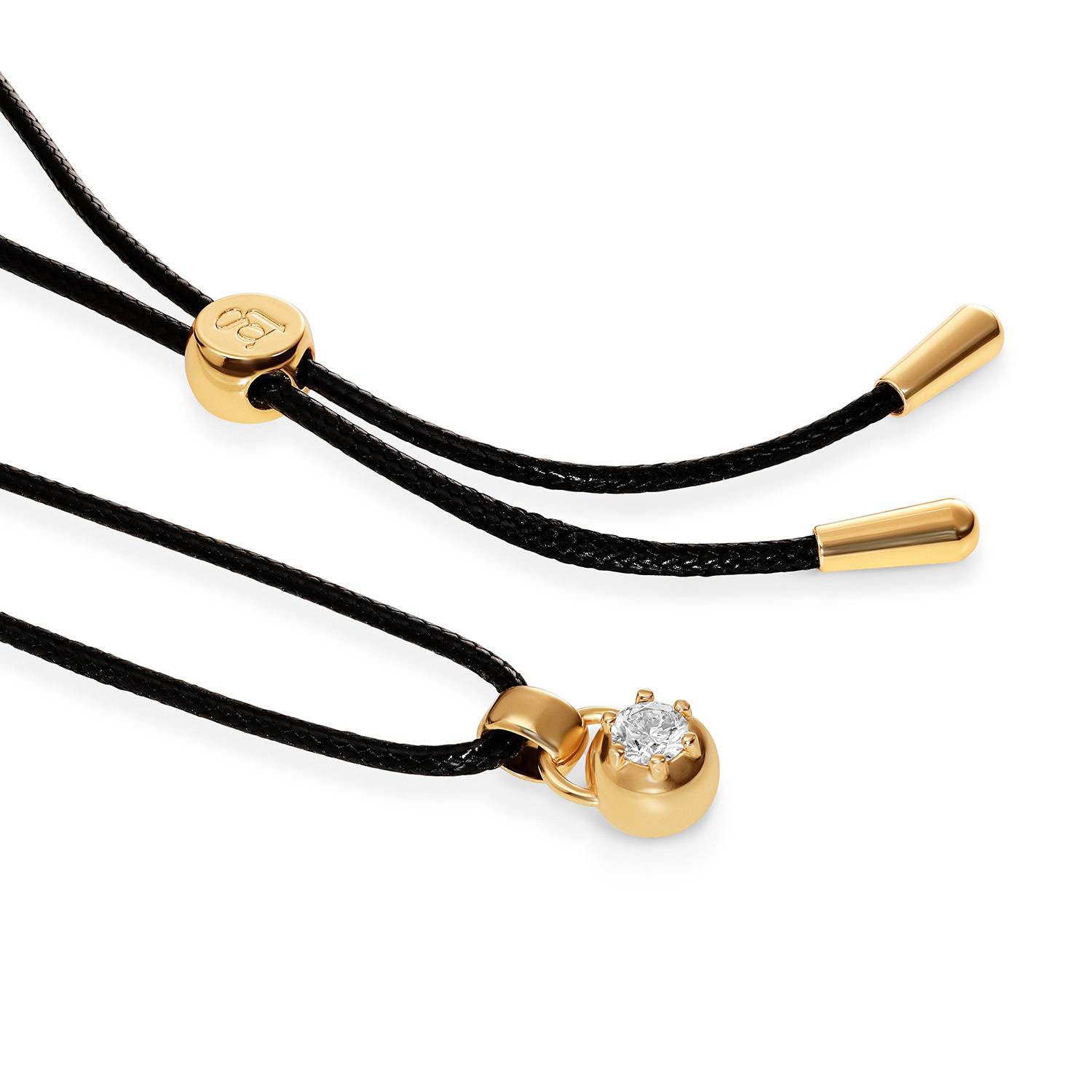 No. 2 Round 0.25CT Diamond Necklace in Gold on an Adjustable Black Cord-4 product photo