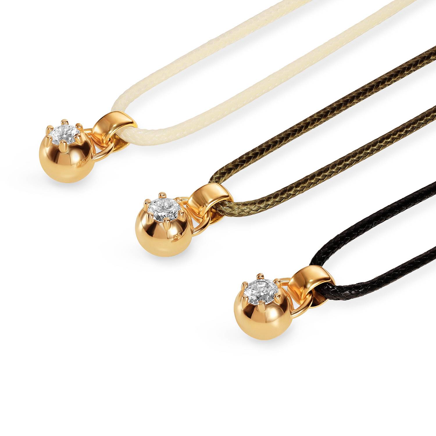 No. 2 Round 0.25CT Diamond Necklace in Gold on an Adjustable Black Cord-5 product photo