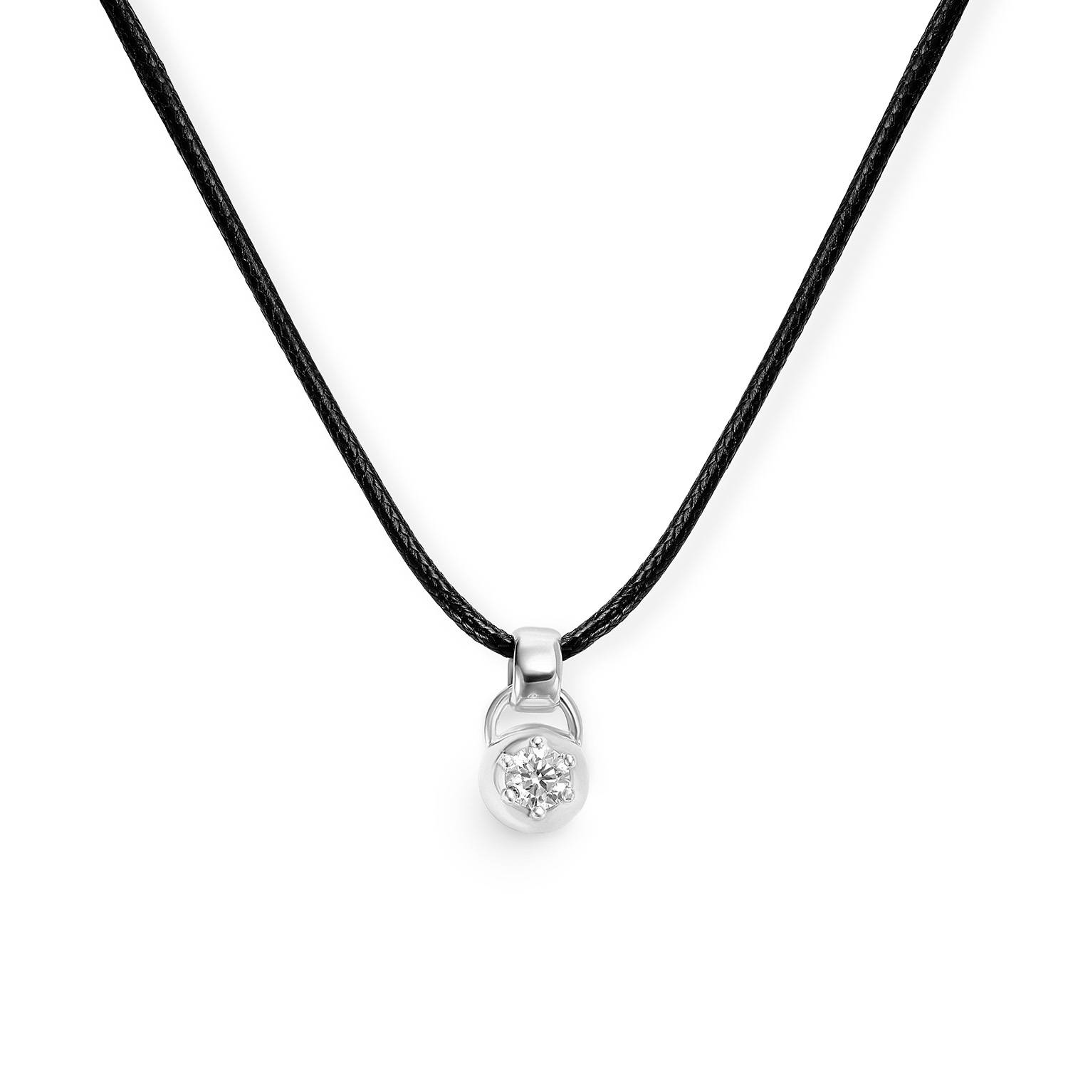 No. 2 Round 0.25CT Diamond Necklace in Silver on an Adjustable Black Cord-4 product photo