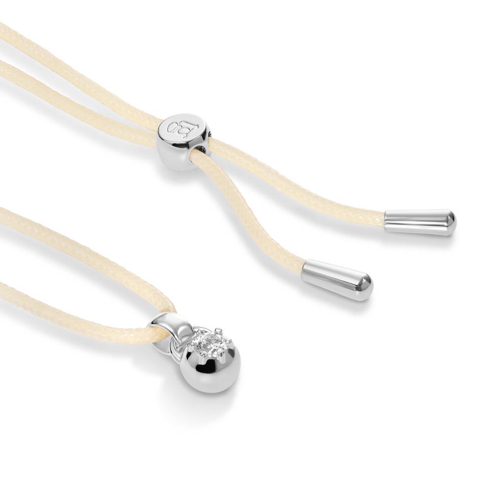 No. 2 Round 0.25CT Diamond Necklace in Silver on an Adjustable Butter Yellow Cord-3 product photo