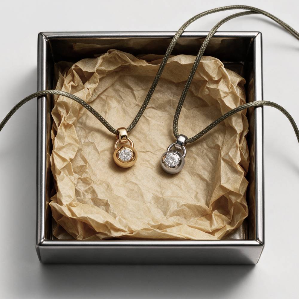 No. 2 Round 0.25CT Diamond Necklace in Silver on an Adjustable Olive Green Cord-2 product photo