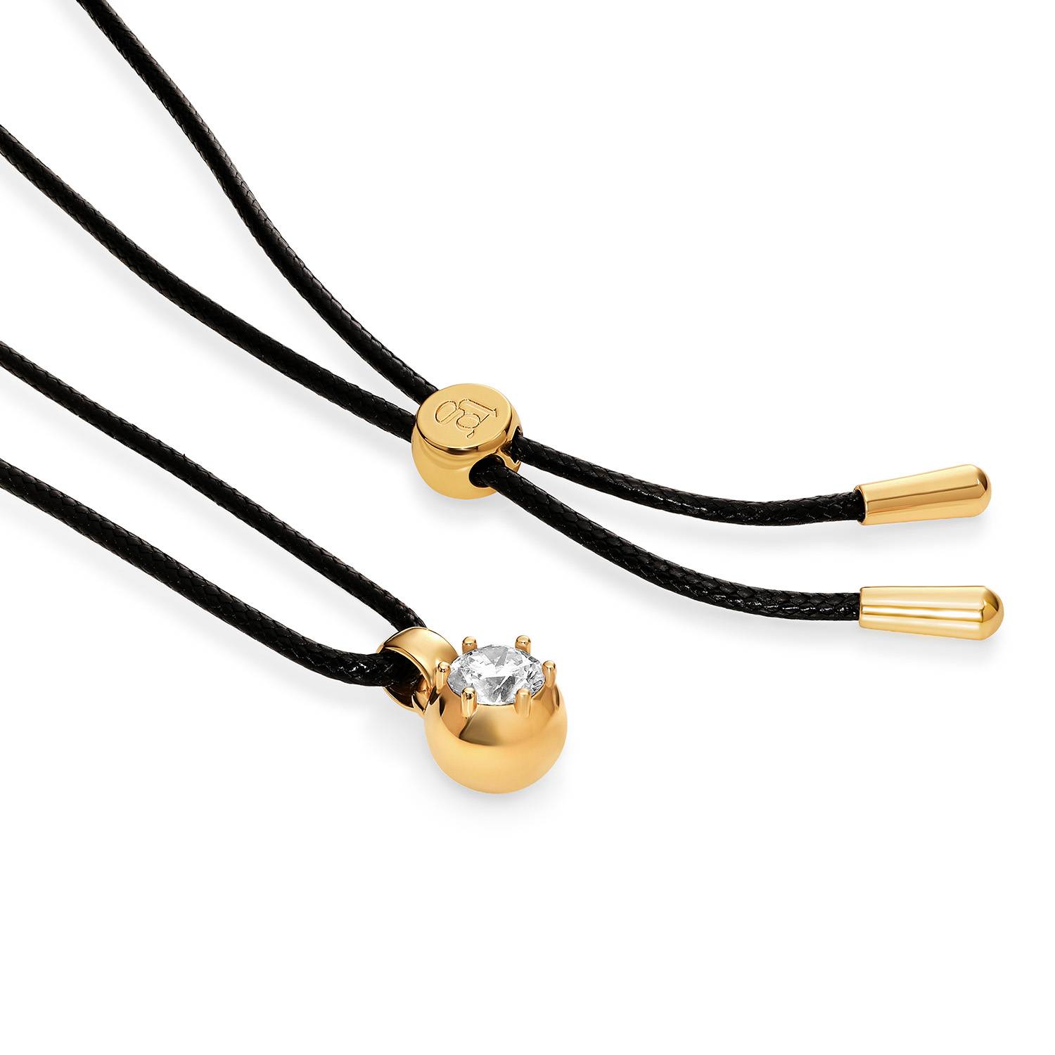 No. 2 Round 1.0CT Diamond Necklace in Gold on an Adjustable Black Cord-4 product photo