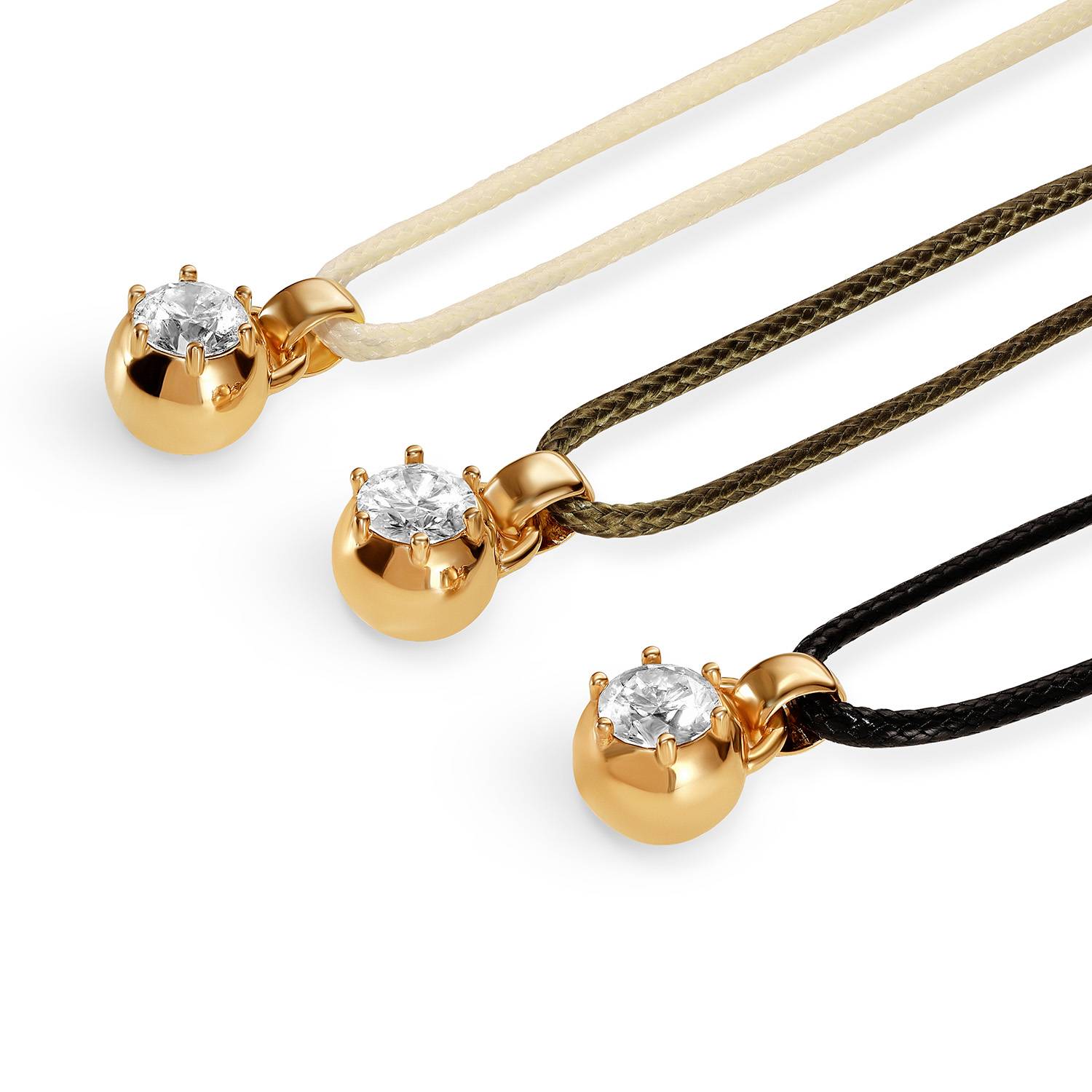 No. 2 Round 1.0CT Diamond Necklace in Gold on an Adjustable Black Cord-5 product photo