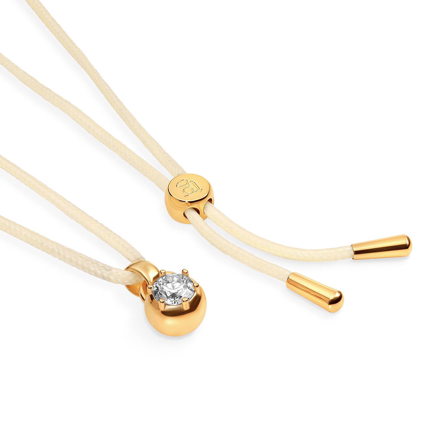 No. 2 Round 1.0CT Diamond Necklace in Gold with Butter Yellow Cord-4 product photo