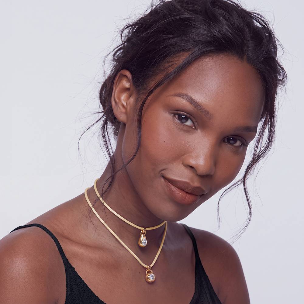 No. 2 Round 1.0CT Diamond Necklace in Gold with Butter Yellow Cord-2 product photo
