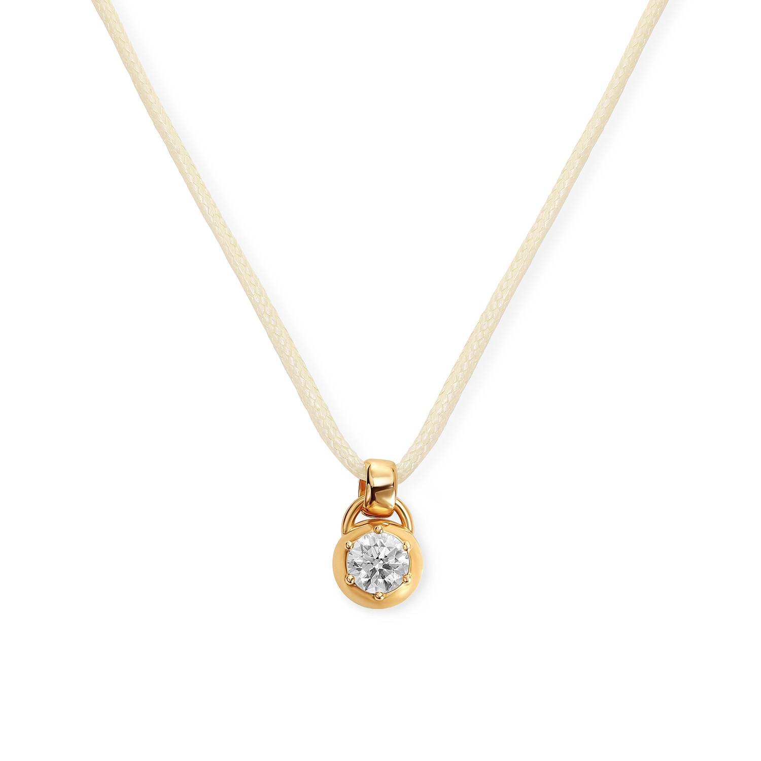 No. 2 Round 1.0CT Diamond Necklace in Gold with Butter Yellow Cord-3 product photo