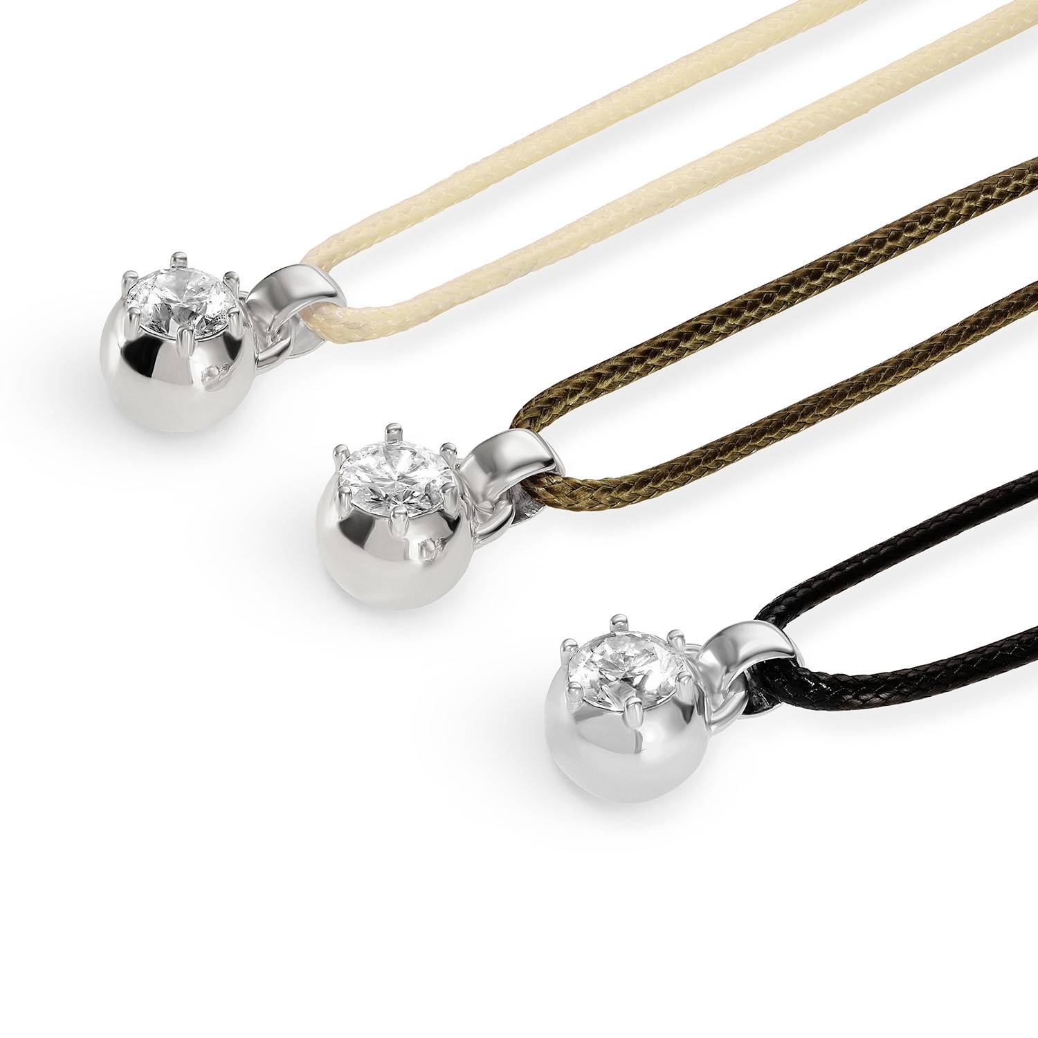 No. 2 Round 1.0CT Diamond Necklace in Silver on an Adjustable Black Cord-5 product photo