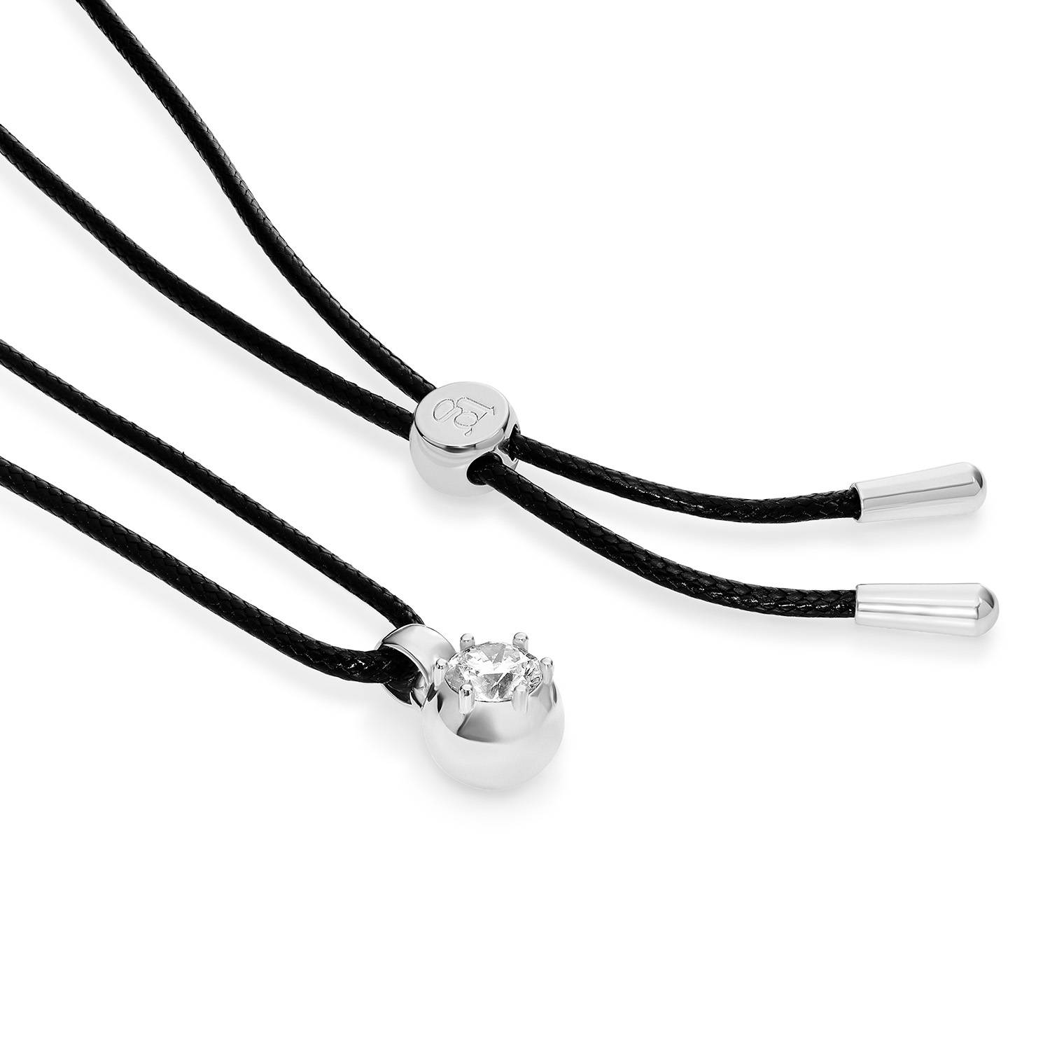 No. 2 Round 1.0CT Diamond Necklace in Silver on an Adjustable Black Cord-4 product photo