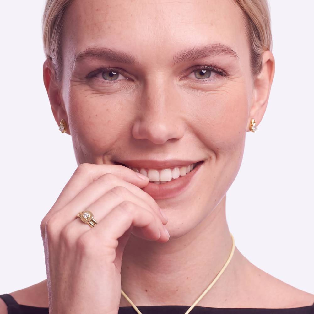 No. 3 Pear 0.30CT Diamond Stud Earrings in Gold-2 product photo
