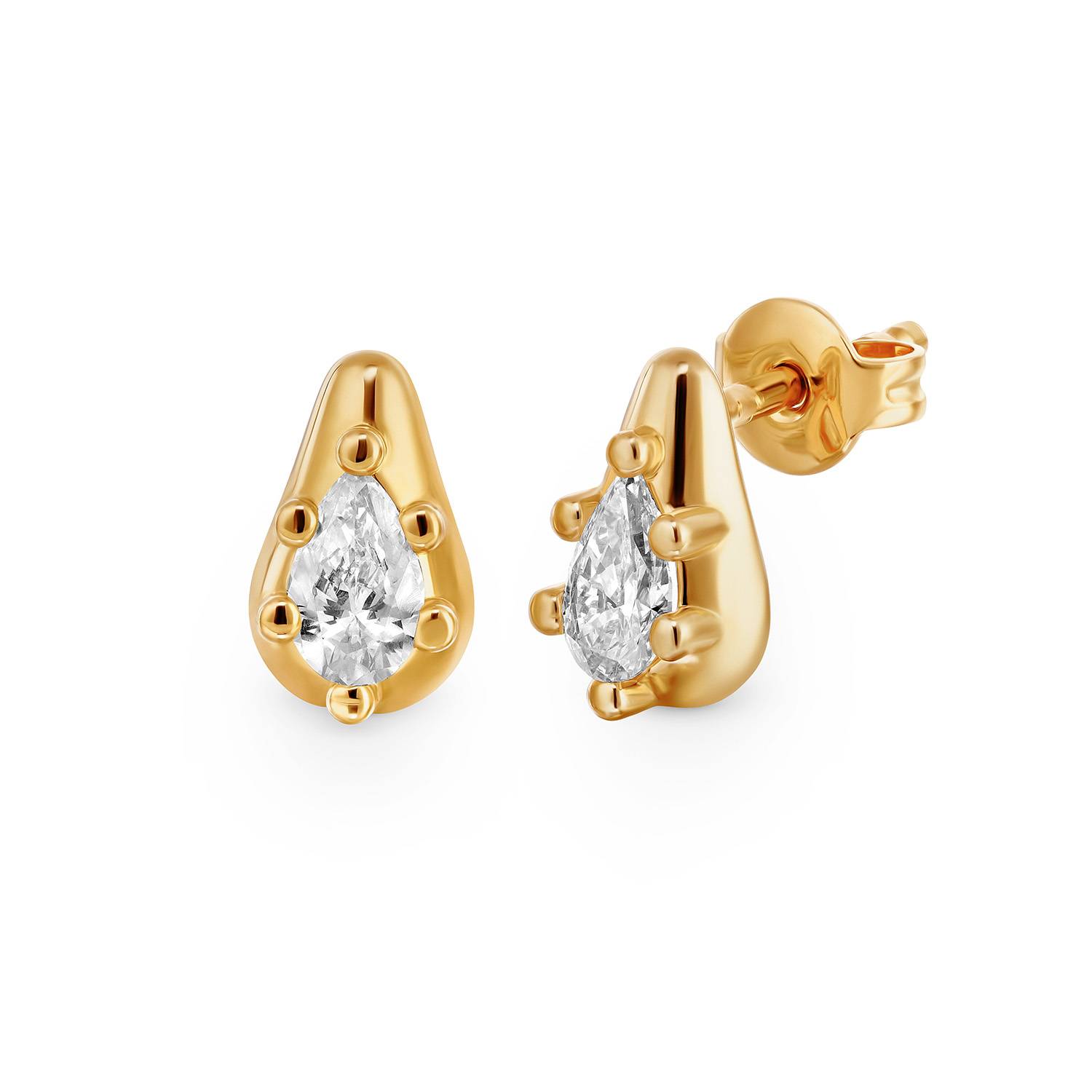 No. 3 Pear 0.30CT Diamond Stud Earrings in Gold