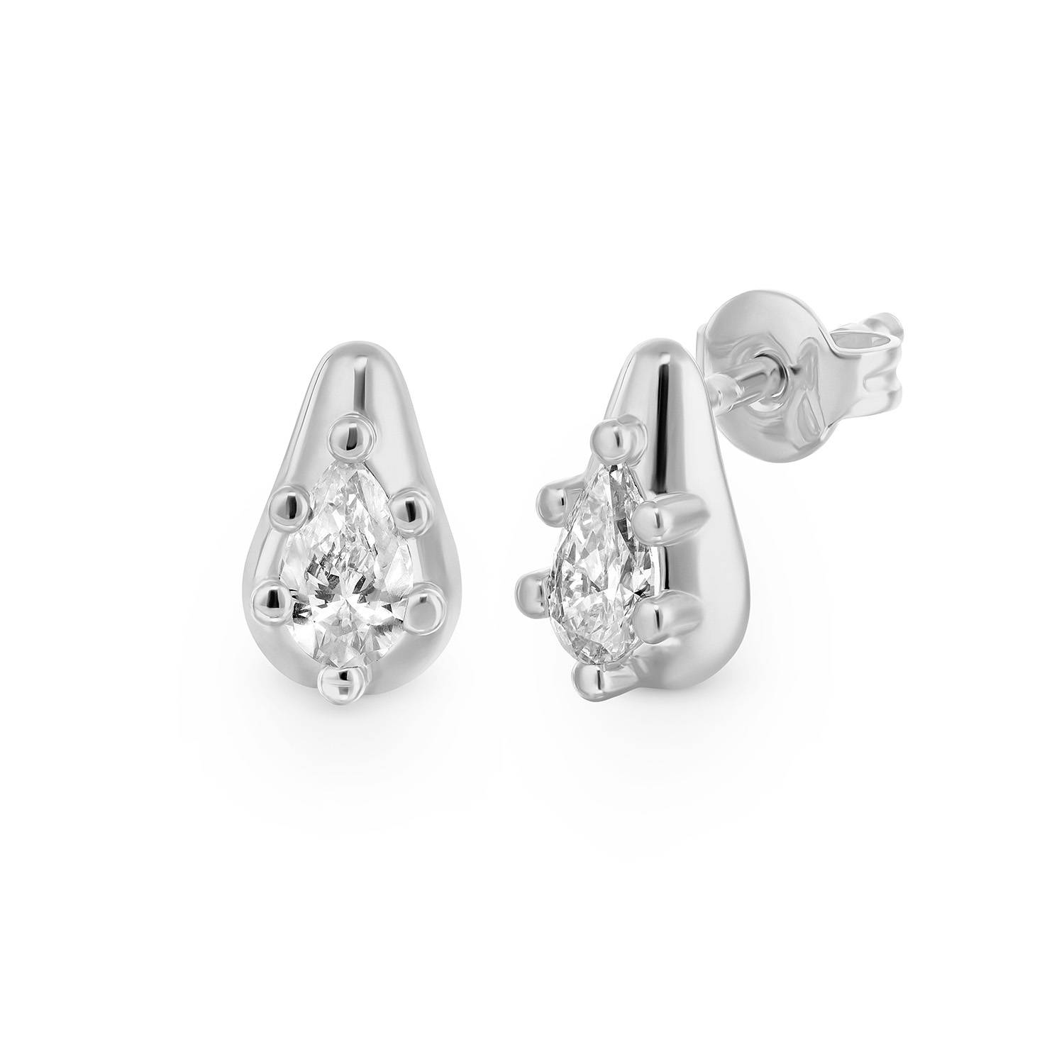 No. 3 Pear 0.30CT Diamond Stud Earrings in Silver-4 product photo