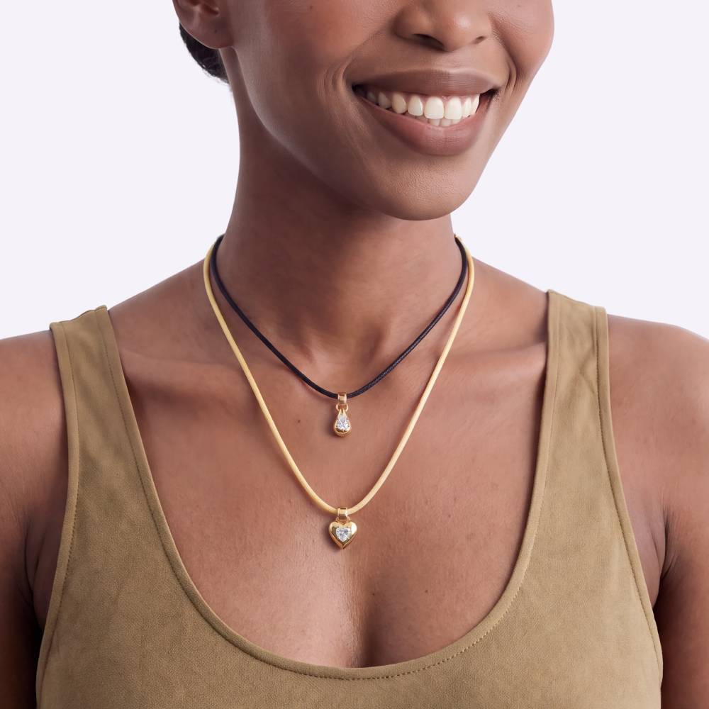 No. 3 Pear 0.25CT Diamond Necklace in Gold on an Adjustable Black Cord-1 product photo