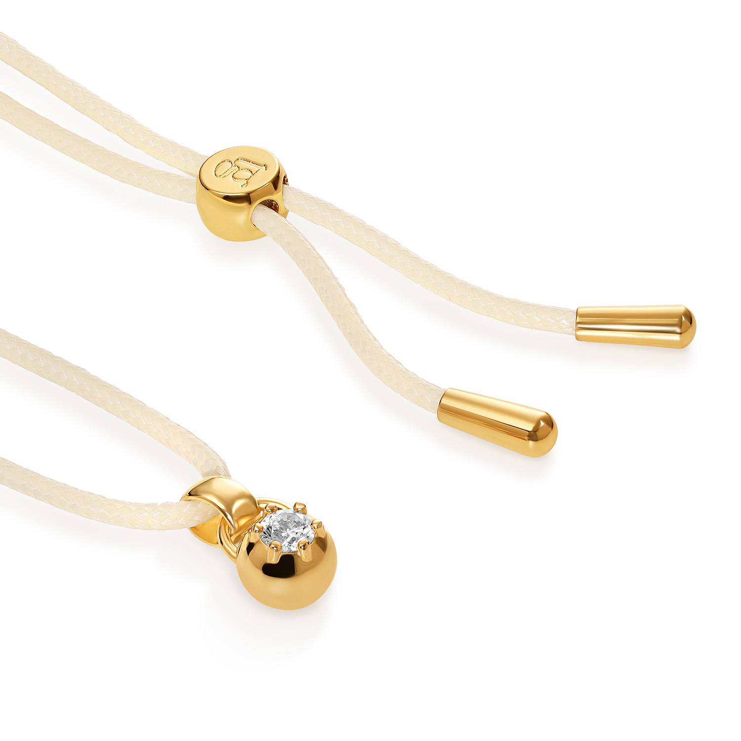 No. 2 Round 0.25CT Diamond Necklace in Gold on an Adjustable Butter Yellow Cord-4 product photo
